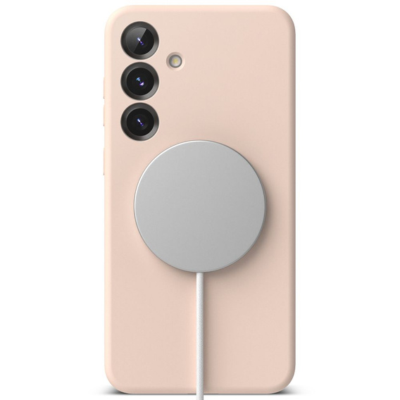 Etui Ringke do Samsung Galaxy S25, Silicone MagSafe, różowe + Szkło Hartowane 9H