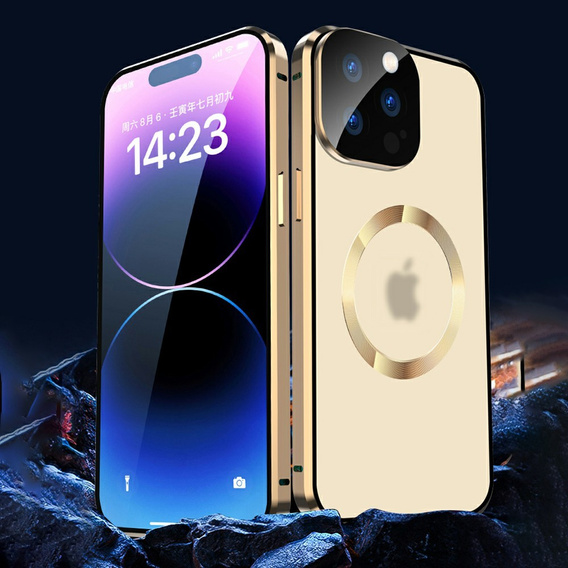 Etui Magnetic Dual Glass MagSafe do iPhone 15, złote