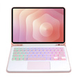 Etui z podświetlaną klawiaturą Bluetooth i touchpadem do Samsung Galaxy Tab S11 – różowe