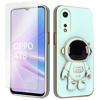 Zestaw Etui Electro do Oppo A78 5G, Astronauta, Miętowe + szkło