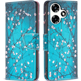 Etui z klapką do Infinix Hot 30, Wallet, Sakura niebieskie