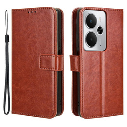 Etui z klapką do Realme 14 5G / Realme 14T 5G, Crazy Horse Wallet, brązowe