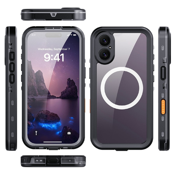 Etui Wodoodporne IP68 do iPhone 17, SHELLBOX MagSafe, czarne