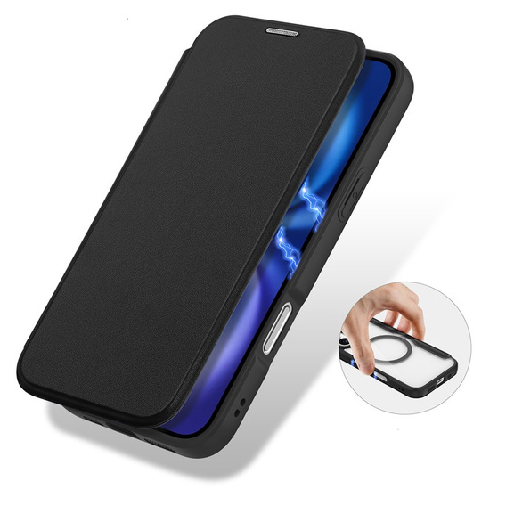 Etui z klapką Dux Ducis do iPhone 17, Skin X Pro, do MagSafe, czarne