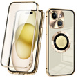 Etui do iPhone 15, Dual Glass, do Magsafe, złote
