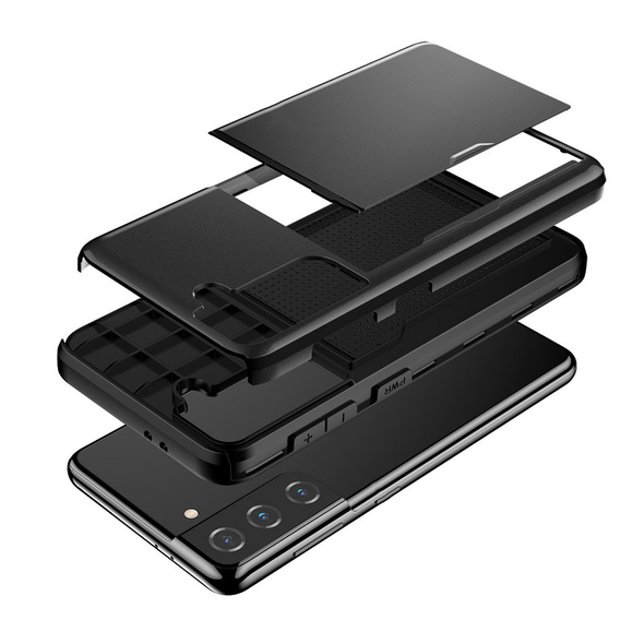 Etui do Samsung Galaxy S22, Sliding Card Holder, czarne