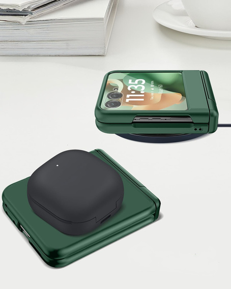 Etui do Motorola Razr 60 Ultra, PC Case, ze szkłem i podstawką, zielone