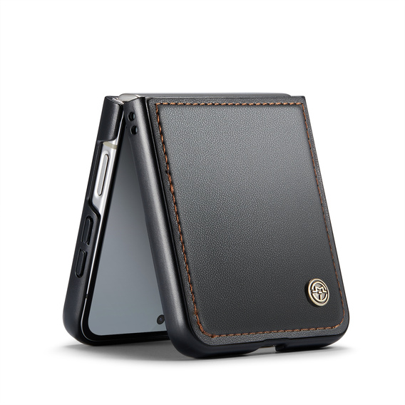 Etui do Samsung Galaxy Z Flip7, CASEME Litchi Leather, czarne