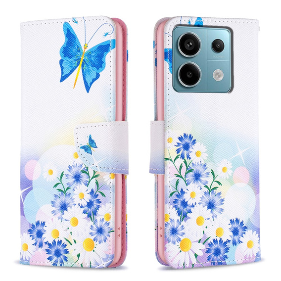 Etui z klapką do Xiaomi Redmi Note 13 Pro 5G, Wallet, Butterfly & Flowers białe