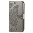 Etui z klapką do Honor Magic 6 Lite 5G, Butterfly, szare