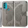 Etui z klapką do Motorola Moto G71 5G, Butterfly, szare