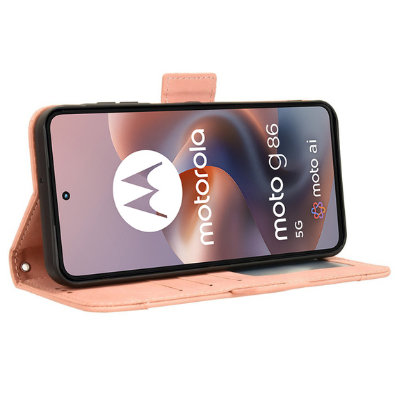 Etui z klapką do Motorola Moto G86 Power 5G, Card Slot, różowe