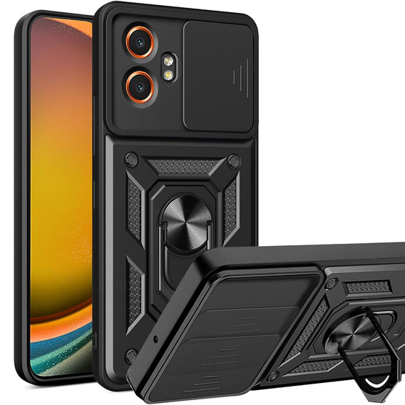 Etui z podstawką i przesłoną aparatu do Samsung Galaxy Xcover 7 Pro – czarne, pancerne, z ochroną kamery