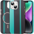 Etui do iPhone 14, Carbon Fiber MagSafe, czarne / niebieskie