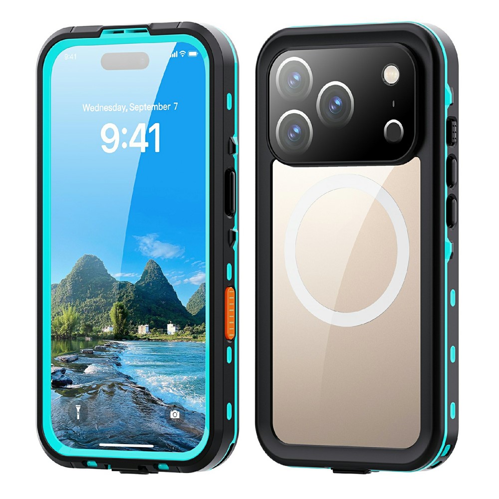 Etui Wodoodporne IP68 do iPhone 17 Pro, SHELLBOX MagSafe, niebieskie