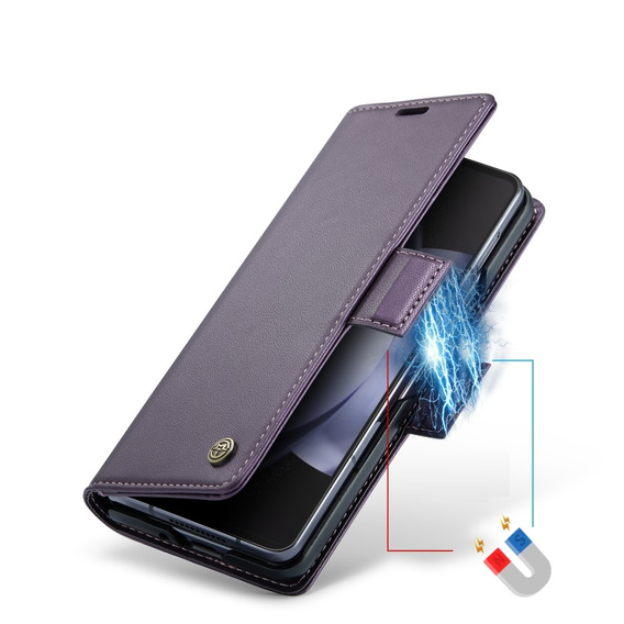 Etui z klapką CASEME do Samsung Galaxy Z Fold6 5G, Litchi Wallet, fioletowe