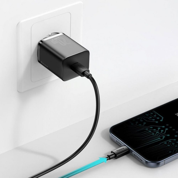 Baseus Super Si QUICK CHARGER PD20W Ładowarka + Kabel Lightning - Czarny