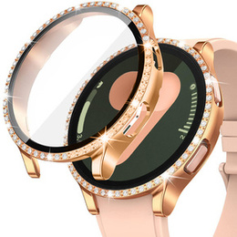 2w1 Etui + Szkło Hartowane do Samsung Galaxy Watch 7 44mm, Różowe Złoto