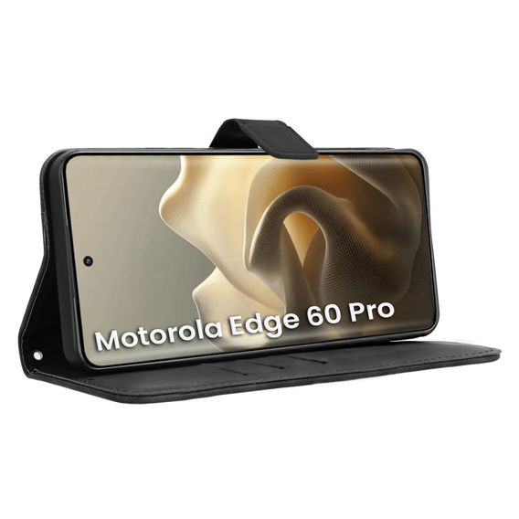 Stylowe etui z klapką do Motorola Edge 60 Pro, Crazy Horse Wallet - czarne