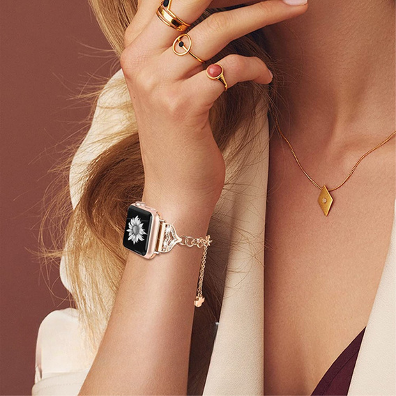 Kobieca bransoleta do Apple Watch 1/2/3/4/5/6/7/8/9/10/11/SE Ultra 1/2/3 42/44/45/46/49mm - Różowe złoto