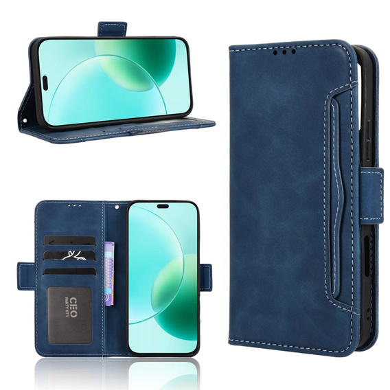 Etui z klapką do Honor 400 Lite, Card Slot, granatowe