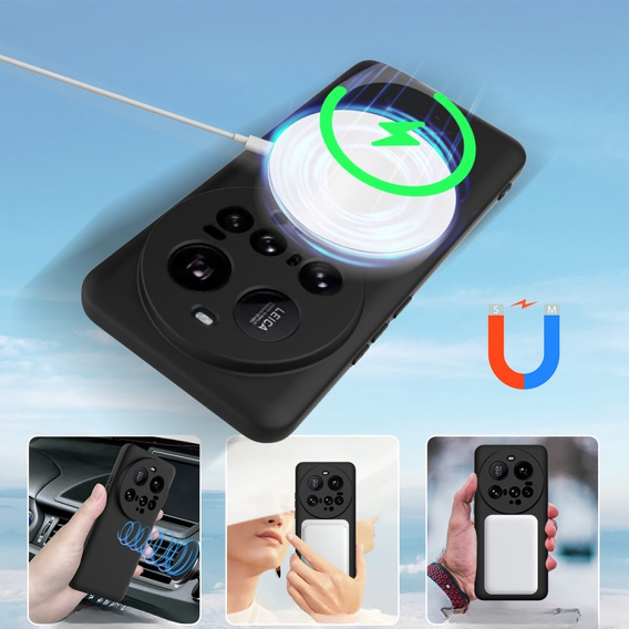 Etui silikonowe do Xiaomi 15 Ultra – czarne, kompatybilne z MagSafe, antywstrząsowe