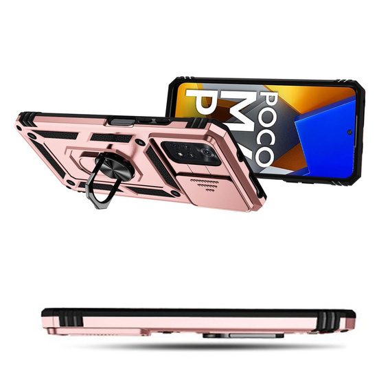 Etui pancerne do Xiaomi Poco M4 Pro 4G, CamShield Slide, różowe rose gold