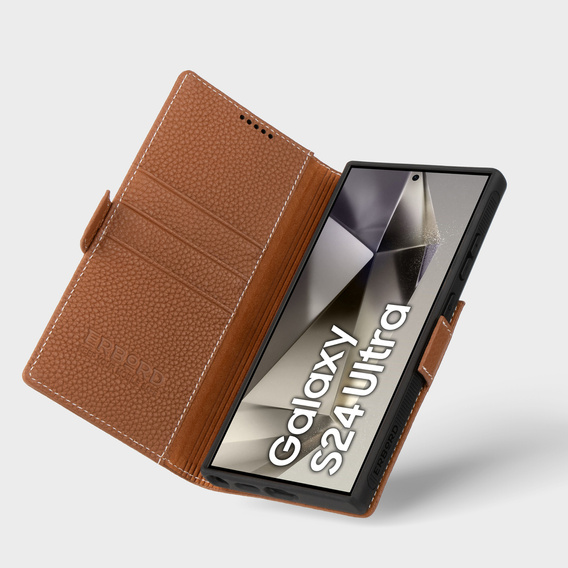 Etui skórzane do Samsung Galaxy S24 Ultra, ERBORD LeatherWallet, brązowe