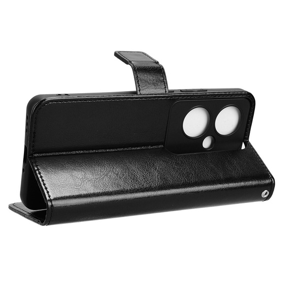 Etui z klapką do Oppo Reno 11F 5G, Crazy Horse Wallet, czarne