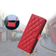 Etui z klapką do iPhone 16 Pro Max, Rhombus Crossbody Leather, czerwone