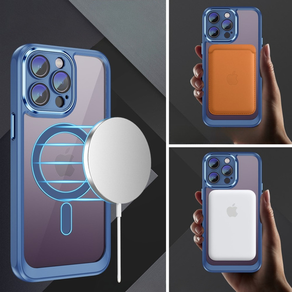 Etui do iPhone 14 Pro, ERBORD Impact Guard, do MagSafe, niebieskie