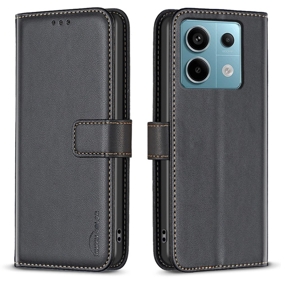 Etui z klapką do Xiaomi Redmi Note 13 Pro 4G / Xiaomi Redmi Note 14S / Xiaomi Poco M6 Pro 4G, BINFEN Wallet, czarne