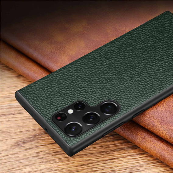 Skórzane Etui do Samsung Galaxy S23 Ultra, plecki nakładka, zielone