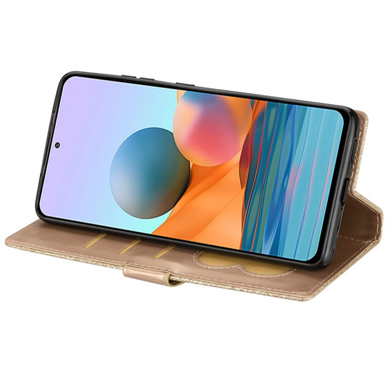 Etui z klapką do Samsung Galaxy A56 5G, Wallet Zipper Pocket Glittery, złote