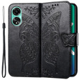 Etui z klapką do Oppo A58 4G, Butterfly, czarne