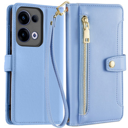 Etui z klapką do Oppo Reno 13, Wallet Zipper Pocket, niebieskie