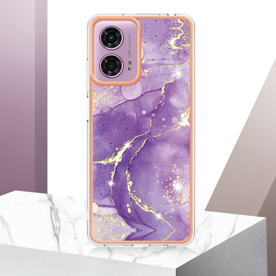 Etui ochronne do Motorola Moto G24 / G24 Power / G04, Marble Slim Case, ciemnofioletowe