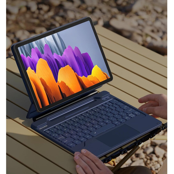 Etui z klawiaturą do Samsung Galaxy Tab S10 Lite / S10 FE / S9 FE / S9, Dexnor Magnetic Keyboard Touchpad, niebieskie