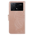 Etui z klapką do Xiaomi Poco X6 Pro 5G, Butterfly, różowe rose gold