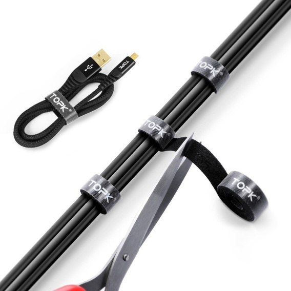 TOPK 5M Strap Pasek Na Rzep Opaska Kablowa Taśma 5m - Black