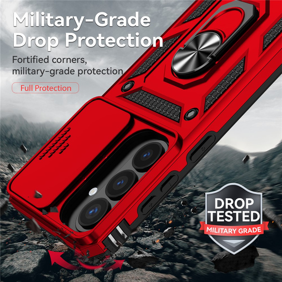 Etui pancerne do Samsung Galaxy S26 Plus, CamShield Slide, czerwone