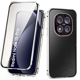 Etui do Xiaomi Redmi Note 15 Pro 5G, Magnetic Dual Glass, srebrne