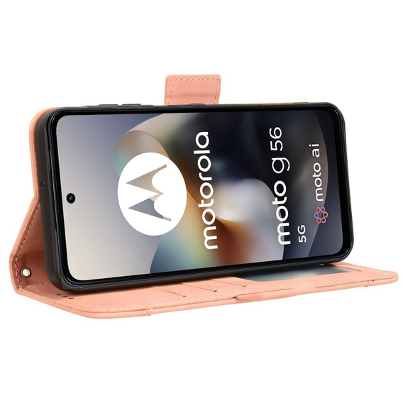 Etui z klapką do Motorola Moto G56 5G, Card Slot, różowe