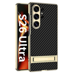Etui do Samsung Galaxy S26 Ultra, Electro Frame Leather, z podstawką, carbon czarne