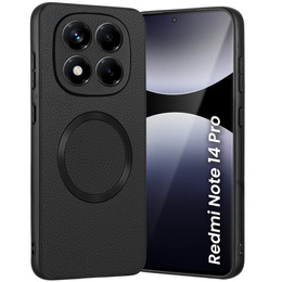 Etui do Xiaomi Redmi Note 14 Pro 5G, Leather Hybrid MagSafe, czarne