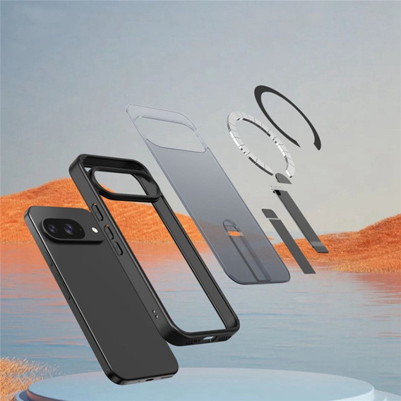 Etui do Google Pixel 10 / 10 Pro, Fusion Hybrid, do MagSafe, z podstawką, czarne