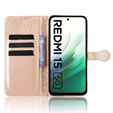 Etui z klapką do Xiaomi Redmi 15 5G / 4G, Wallet Rhombus, złote