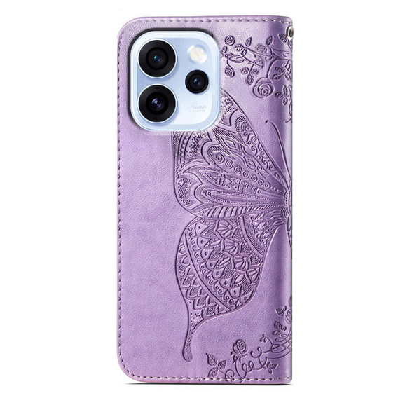 Etui z klapką do Oppo Reno 15 FS, Butterfly, fioletowe