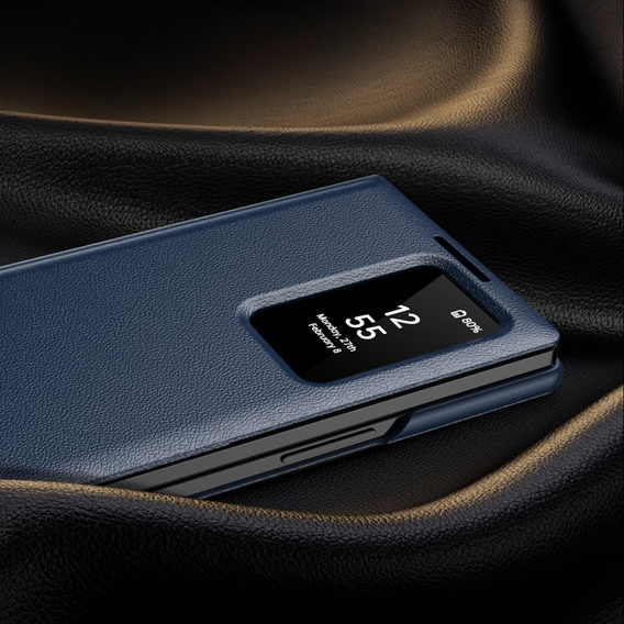 Etui z klapką do Samsung Z Fold5 5G, Smart View Wallet, granatowe
