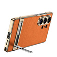 Etui do Samsung Galaxy S26 Ultra, Electro Frame Leather, z podstawką, pomarańczowe